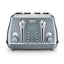Delonghi Icona Metallics 4 Slice Toaster Stainless Steel 1800W - Azure