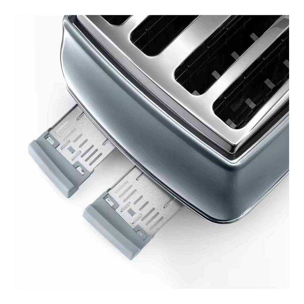 Delonghi Icona Metallics 4 Slice Toaster Stainless Steel 1800W - Azure