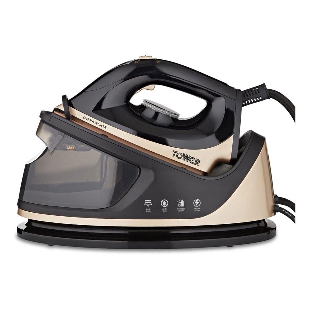 Tower Ceraglide Steam Generator Iron 2700W 1.2 Litres - Champagne Gold & Black