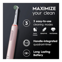 Oral-B Pro 3 Series 3 Electric Toothbrushes 1 3D White Toothbrush Head 3 Modes - Pink