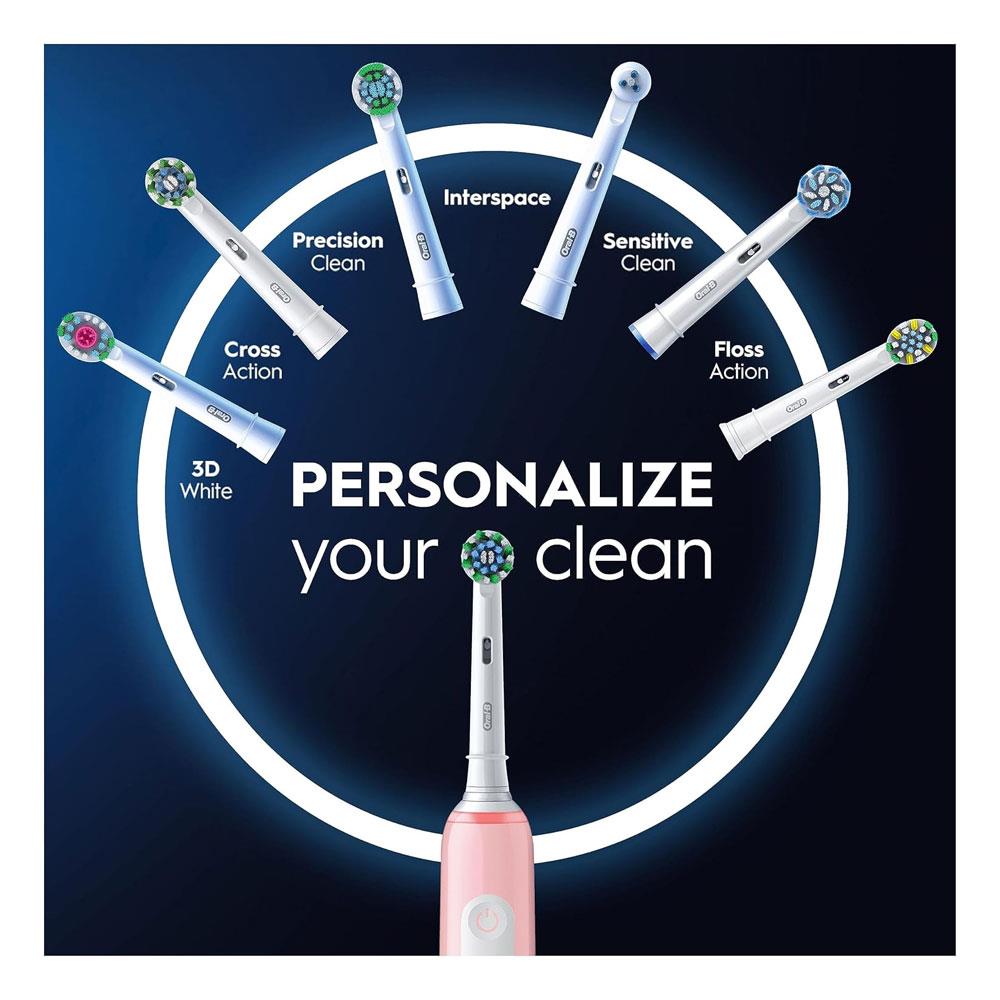 Oral-B Pro 3 Series 3 Electric Toothbrushes 1 3D White Toothbrush Head 3 Modes - Pink