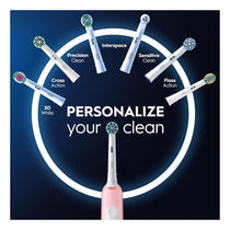 Oral-B Pro 3 Series 3 Electric Toothbrushes 1 3D White Toothbrush Head 3 Modes - Pink
