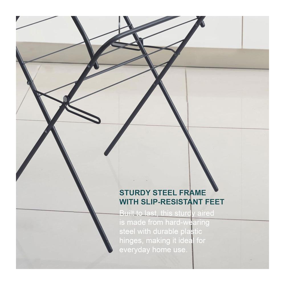 OurHouse Slimline 3-Tier Clothes Airer Dryer 12m Drying Space 15kg Capacity - Grey
