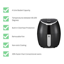 Swan Manual Air Fryer Rapid Air Circulation 1400W 4 Litres - Black