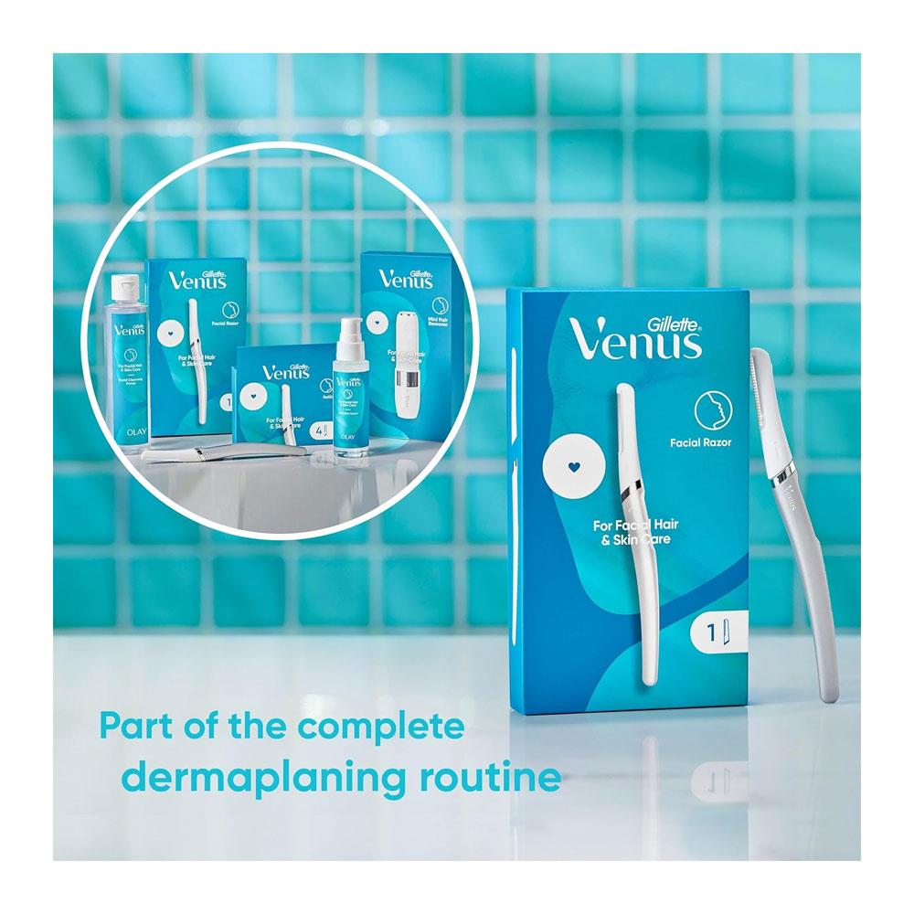 Gillette Venus Dermaplaner Womens Face Razor For Facial Hair & Skin Tool Kit With 1 Blade Refill