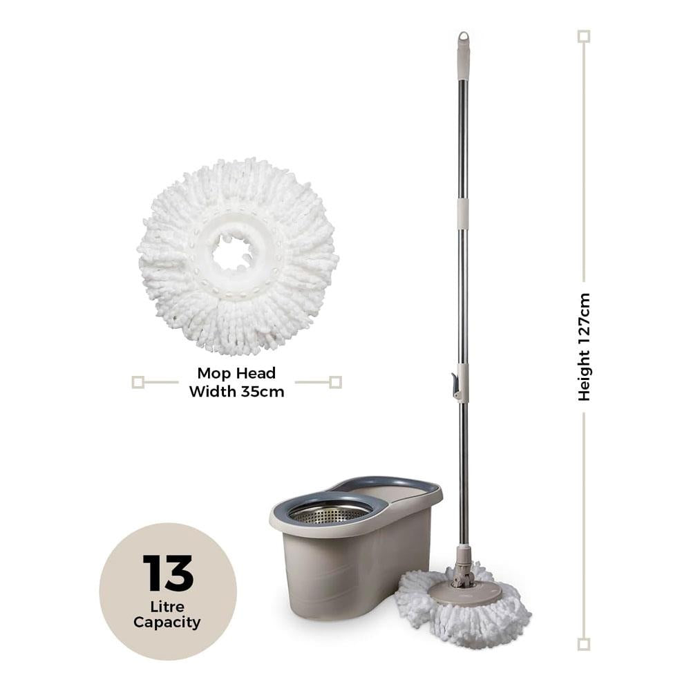 Tower Classic Spin Mop Stainless Steel Wringer Collapsible Handle - Latte Secondary image