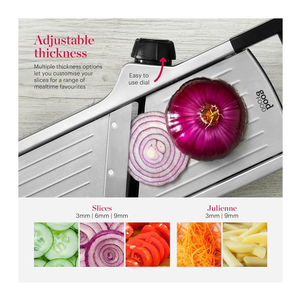 Tower Good Food Mandolin Slicer Durable Precision Stainless Steel Blades - Silver/Black