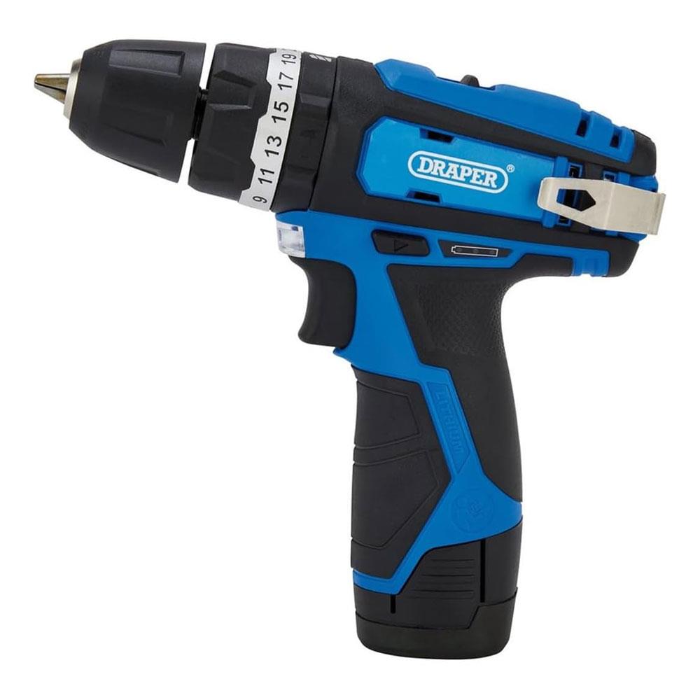 Draper 12V Combi Drill & Impact Driver 2 x 1.5Ah Batteries 1 x Fast Charger - Blue/Black