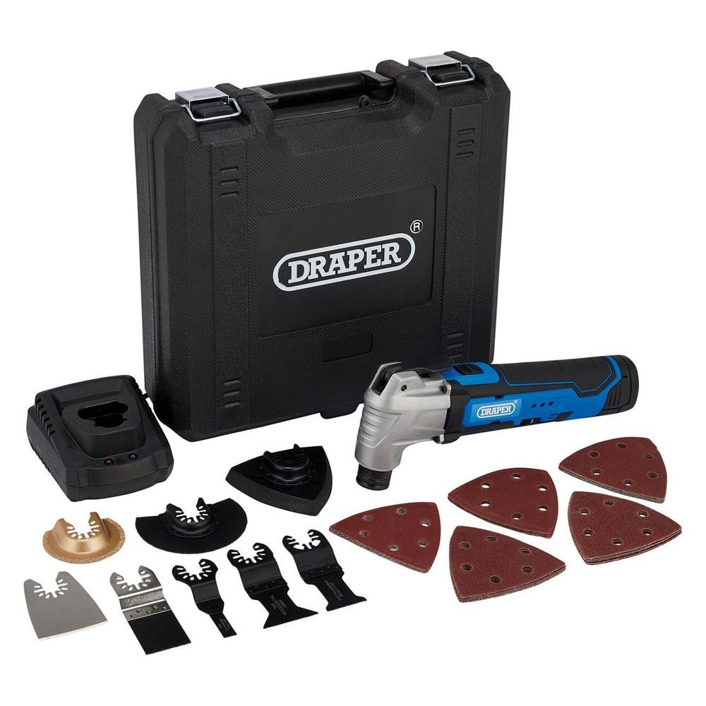 Draper 12V Oscillating Multi-Tool 1 x 1.5Ah Battery & Fast Charger - 33 Piece