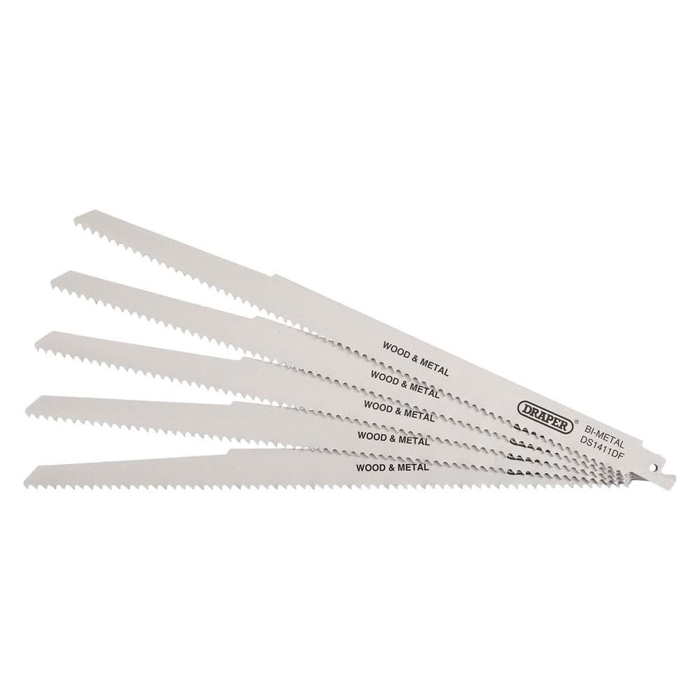 Draper Bi-Metal Reciprocating Saw Blades 300mm 6TPI Pack of 5 - Silver