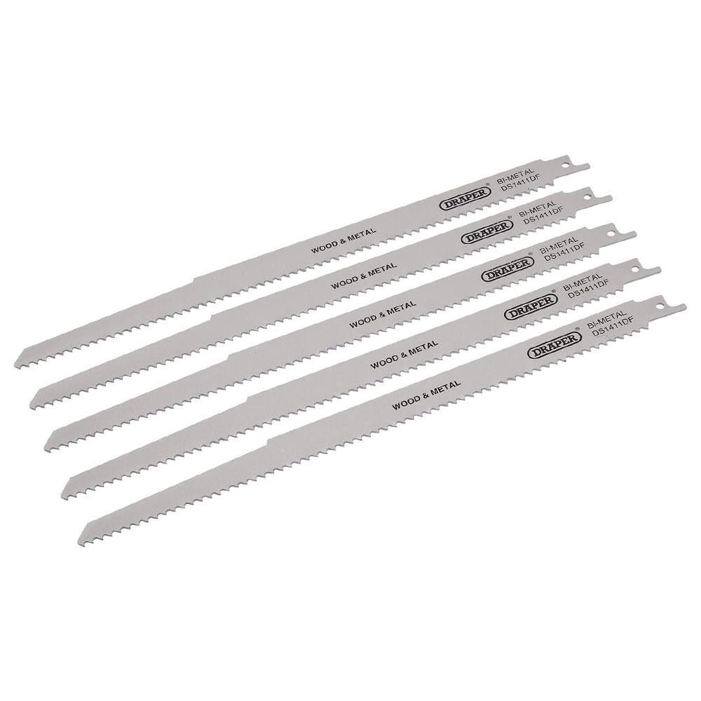 Draper Bi-Metal Reciprocating Saw Blades 300mm 6TPI Pack of 5 - Silver