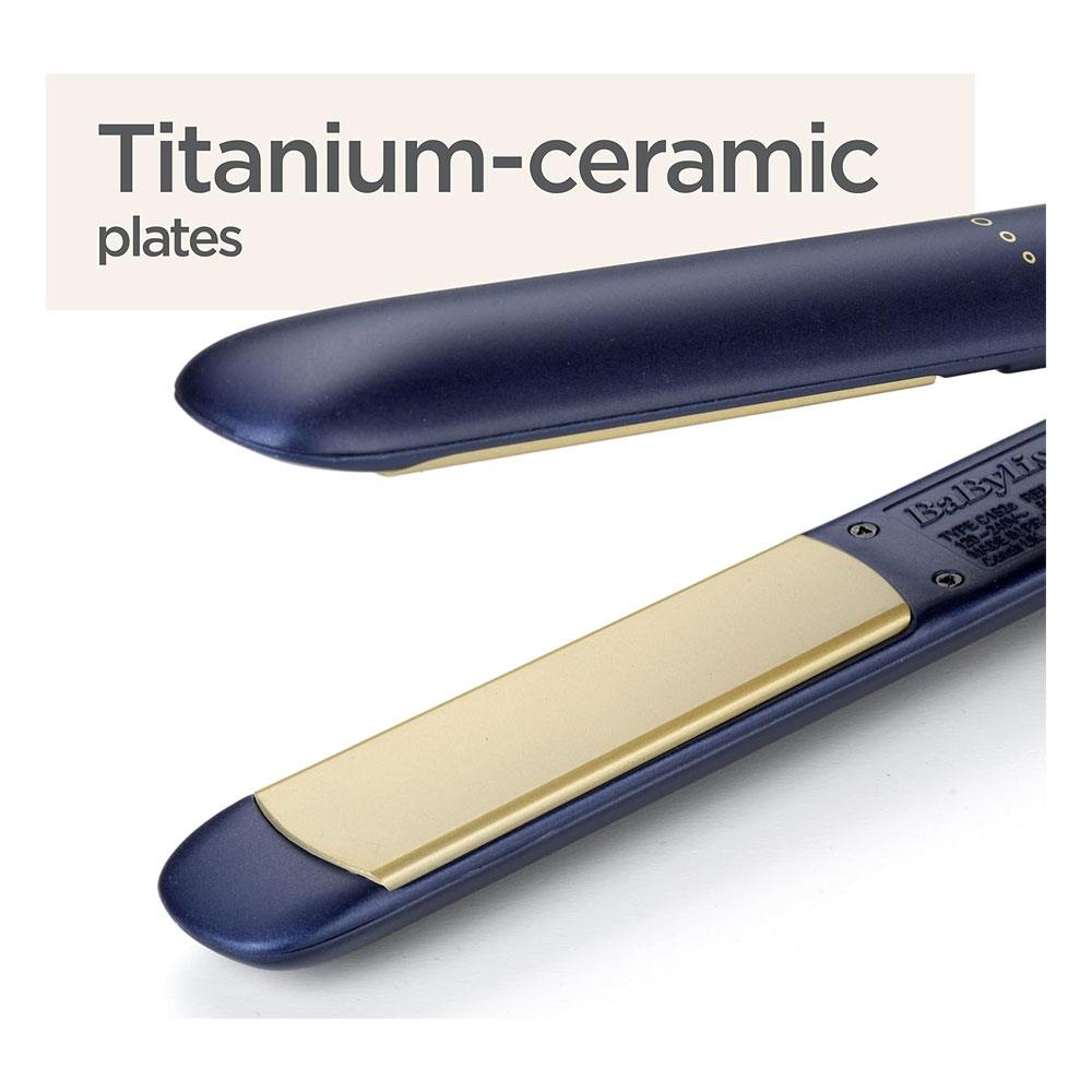 BaByliss Luxe Hair Straighteners Titanium Ceramic Floating Plates 3 Heat Settings - Midnight Blue