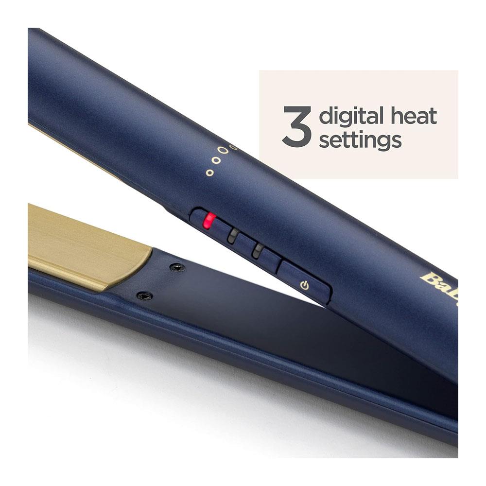 BaByliss Luxe Hair Straighteners Titanium Ceramic Floating Plates 3 Heat Settings - Midnight Blue