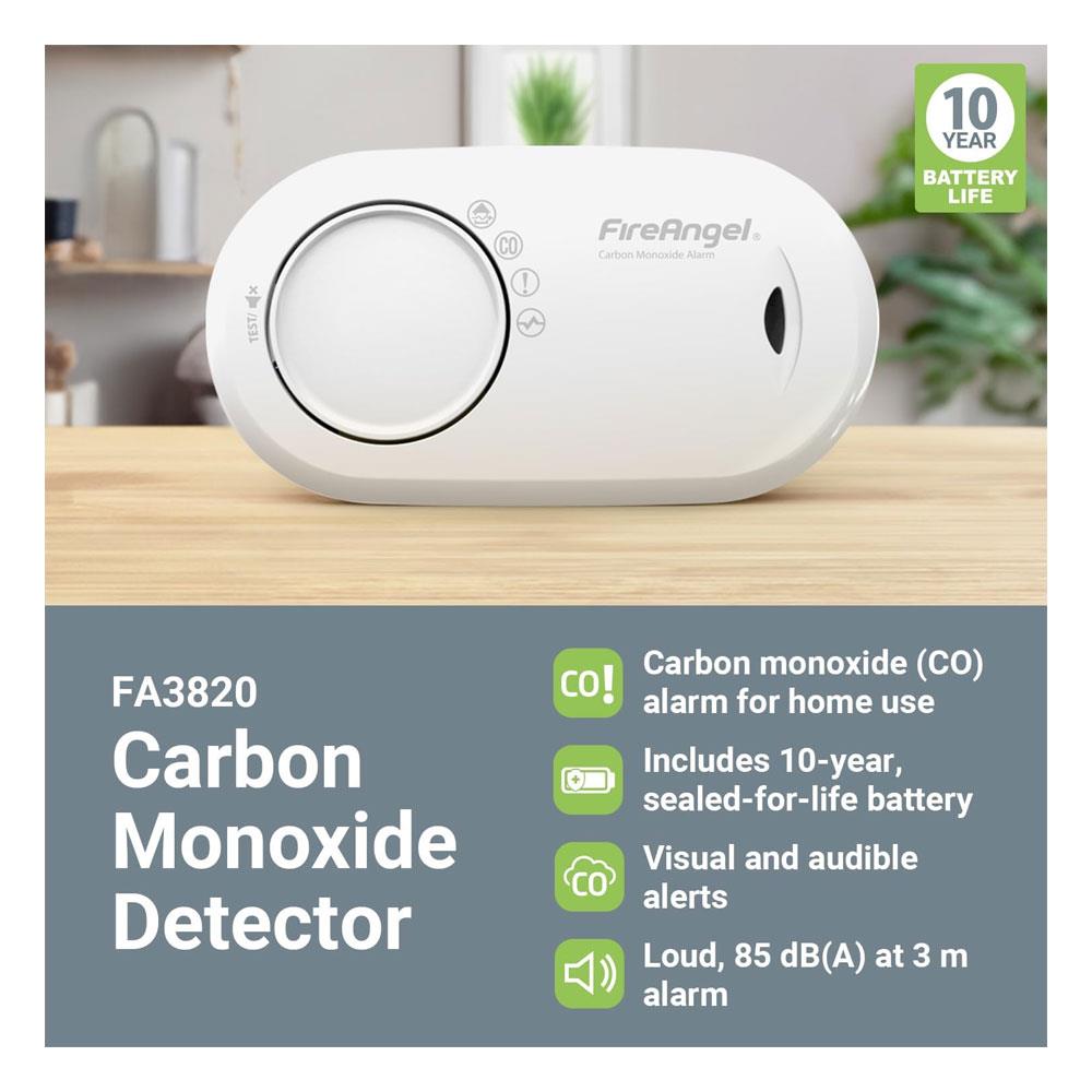 FireAngel Wireless Standalone Carbon Monoxide Alarm 10-Year Life Sealed Battery - White Secondary image