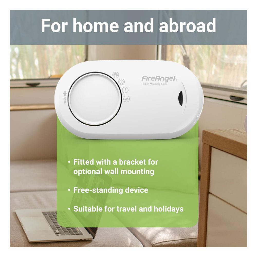 FireAngel Wireless Standalone Carbon Monoxide Alarm 10-Year Life Sealed Battery - White