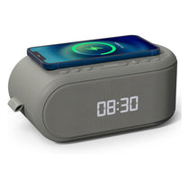 i-box Awake Bedside Alarm Clock With Wireless Charging Bluetooth Speaker - Grey
