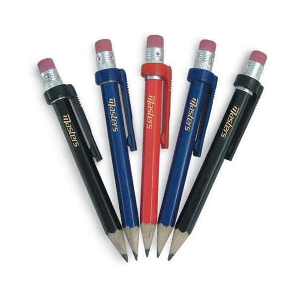 Masters Wood Pencils With Clip & Eraser 5 Pack - Multicolour