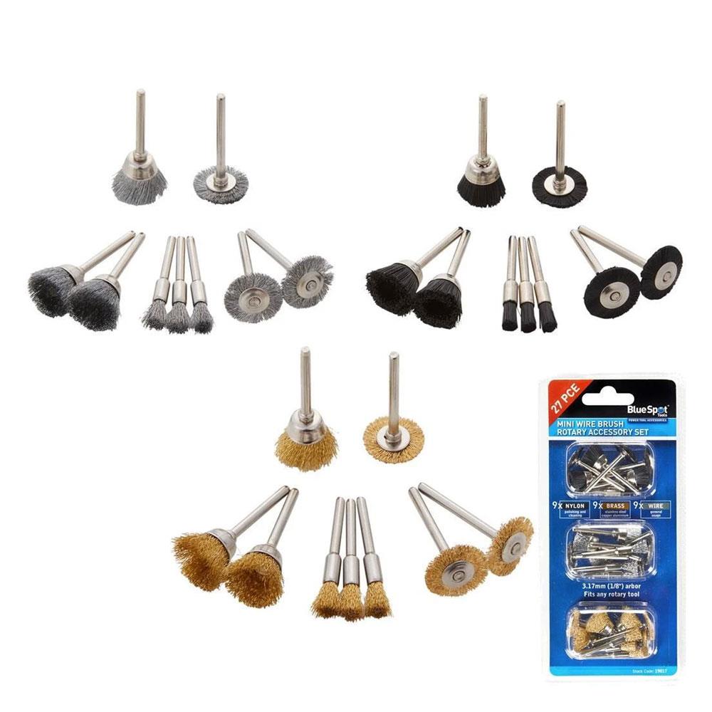 Blue Spot Tools Mini Wire Brush Rotary Accessory Set - 27 Piece