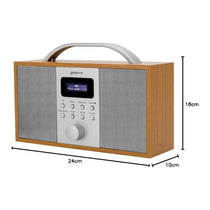 Groov-e Boston Wooden Stereo DAB/FM Digital Radio Alarm Clock Bluetooth LCD Display - Wood