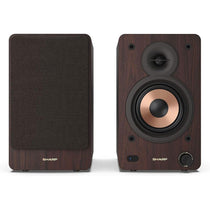 Sharp CP-SS30(BR) Bookshelf Speakers 60W RMS Wireless Studio Monitors Bluetooth - Brown