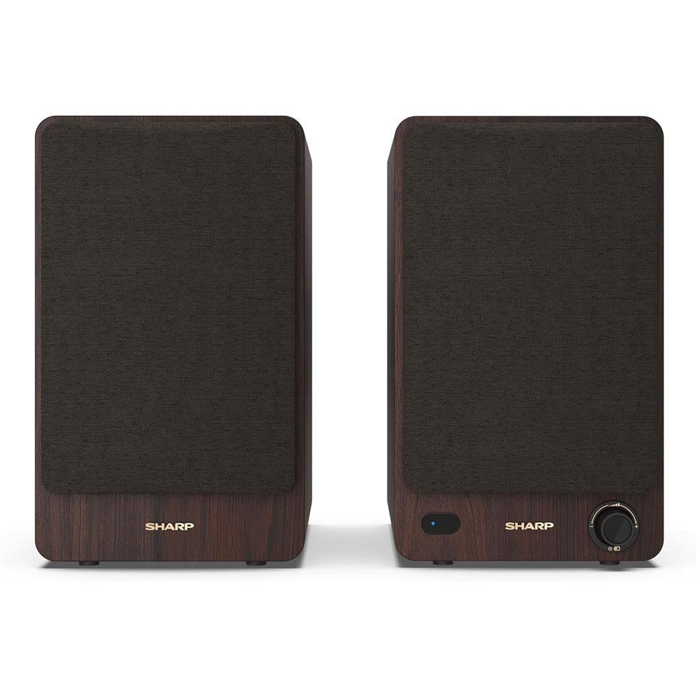 Sharp CP-SS30(BR) Bookshelf Speakers 60W RMS Wireless Studio Monitors Bluetooth - Brown