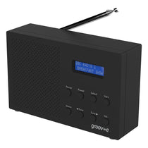 Groov-e Paris Portable DAB/FM Digital Radio 20 Preset Stations Alarm Clock Bluetooth LCD Display - Black