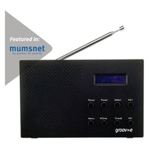 Groov-e Paris Portable DAB/FM Digital Radio 20 Preset Stations Alarm Clock Bluetooth LCD Display - Black
