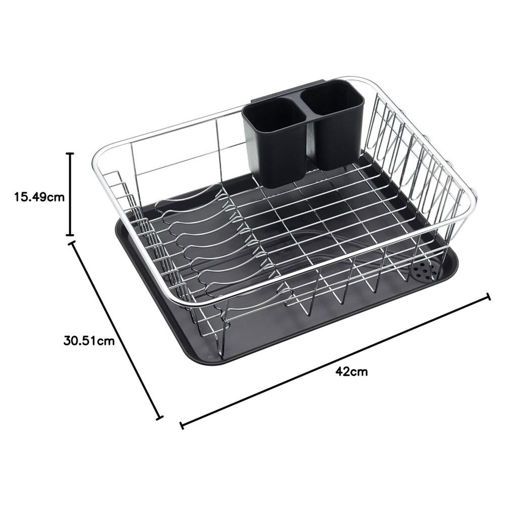 KitchenCraft Collapsible Plastic Dish Drainer Rack - Silver