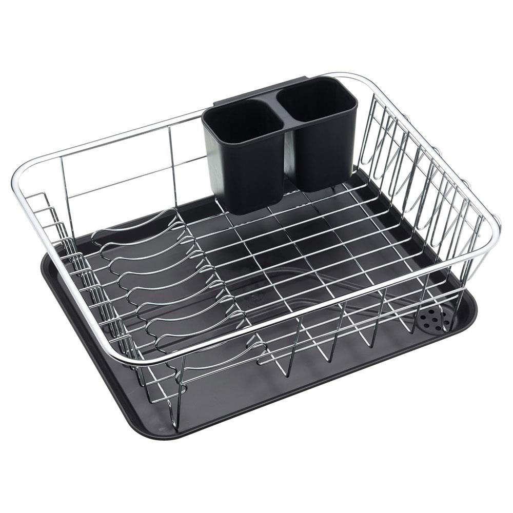 KitchenCraft Collapsible Plastic Dish Drainer Rack - Silver