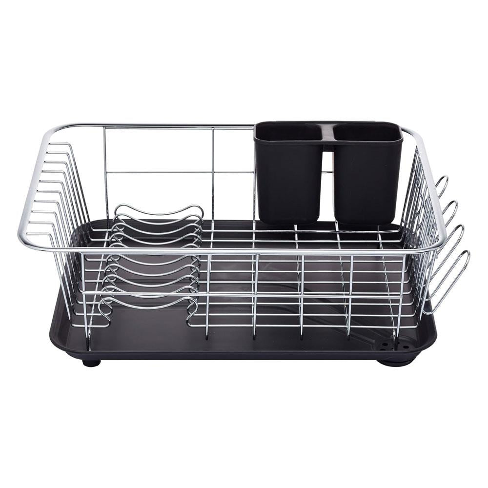 KitchenCraft Collapsible Plastic Dish Drainer Rack - Silver