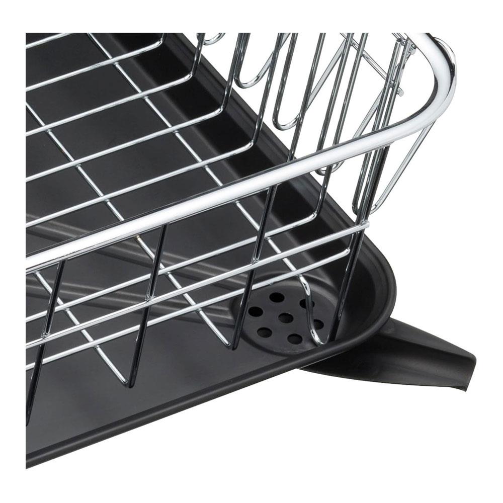 KitchenCraft Collapsible Plastic Dish Drainer Rack - Silver
