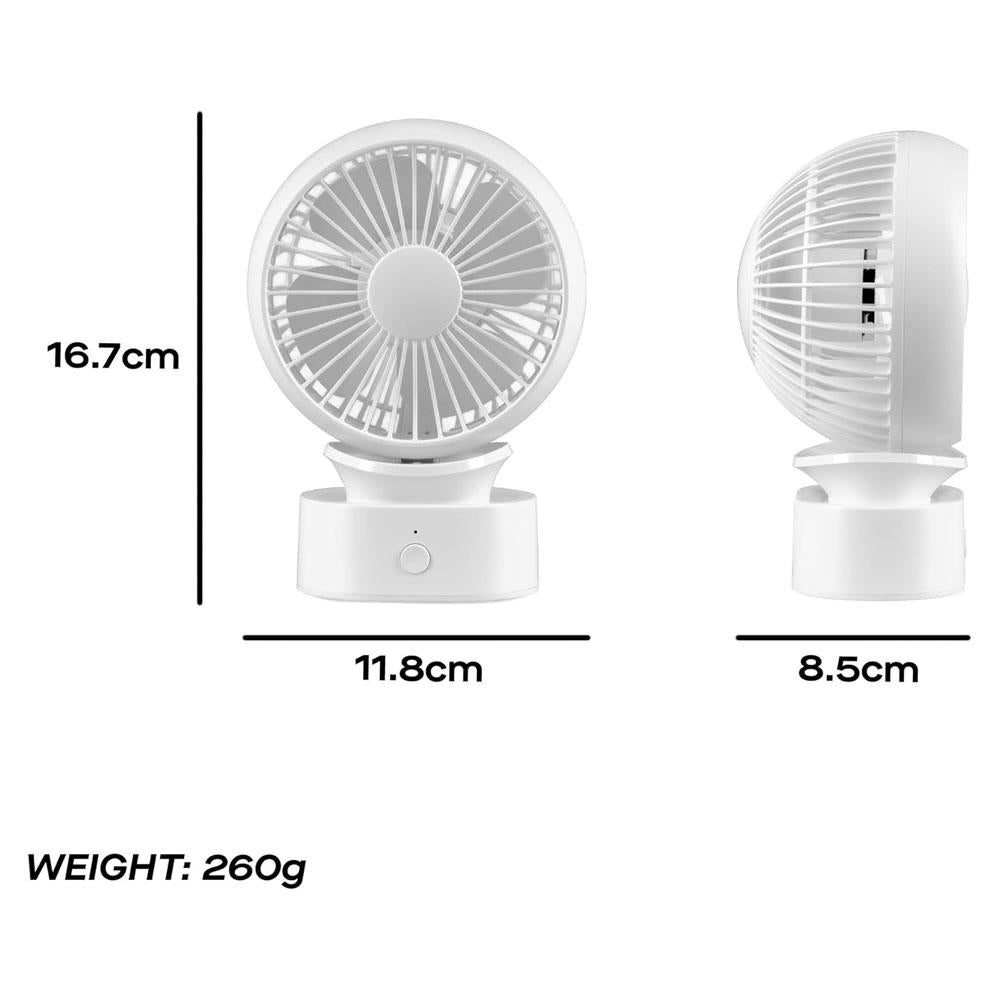 Daewoo 4 Inch Portable Rechargeable Desk Fan 3 Speed Settings - White Secondary image