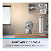 Daewoo 4 Inch Portable Rechargeable Desk Fan 3 Speed Settings - White