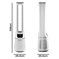 Daewoo 2-In-1 Bladeless Tower Fan With Air Purifier HEPA Filter Quiet Oscillation AI Smart Mode Remote Control 33W - White