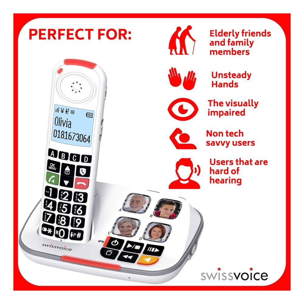 Swissvoice 2355 Single Cordless Big Button Phone - White