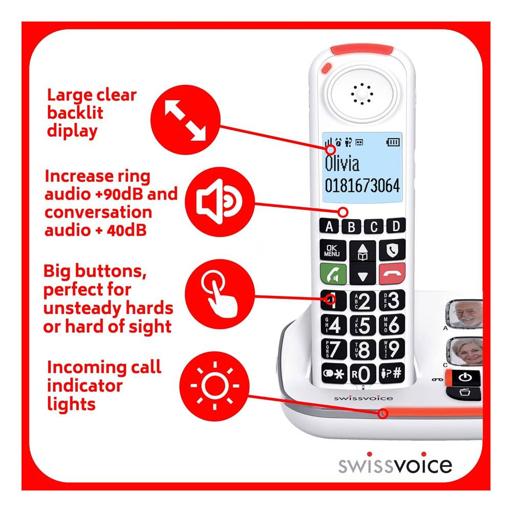 Swissvoice 2355 Single Cordless Big Button Phone - White