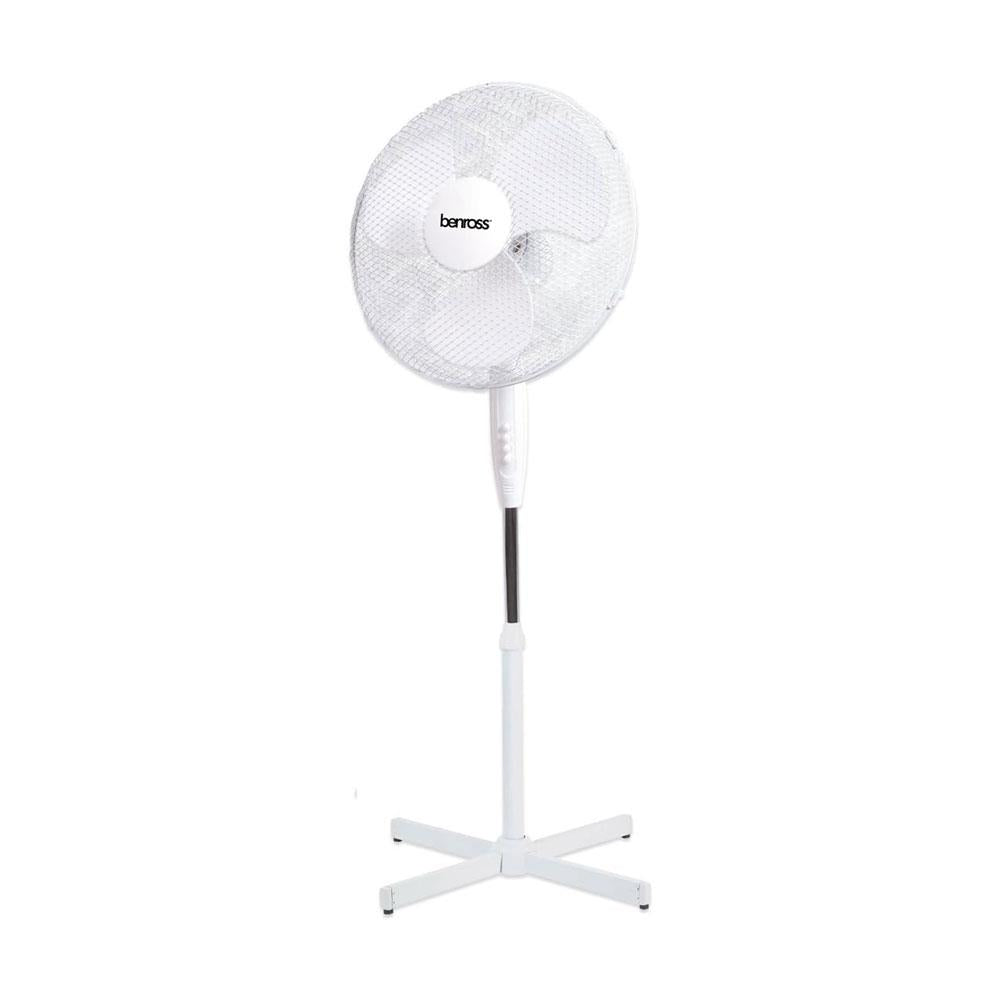Benross 16 Inch Standing Pedestal Fan Oscillating 3 Speed 50W - White