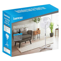 Benross 16 Inch Standing Pedestal Fan Oscillating 3 Speed 50W - White