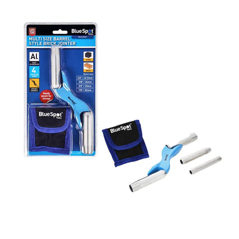 Blue Spot Tools Multi Size Barrel Brick Jointer Set 4 Stainless Steel Barrels 12.5-22mm With Offset Handle And Pouch