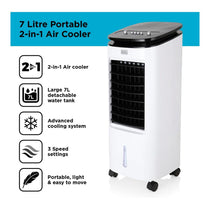 Black & Decker Portable 2-In-1 Air Cooler 3 Speed Settings 65W 7 Litre Water Tank - White