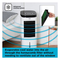 Black & Decker Portable 2-In-1 Air Cooler 3 Speed Settings 65W 7 Litre Water Tank - White