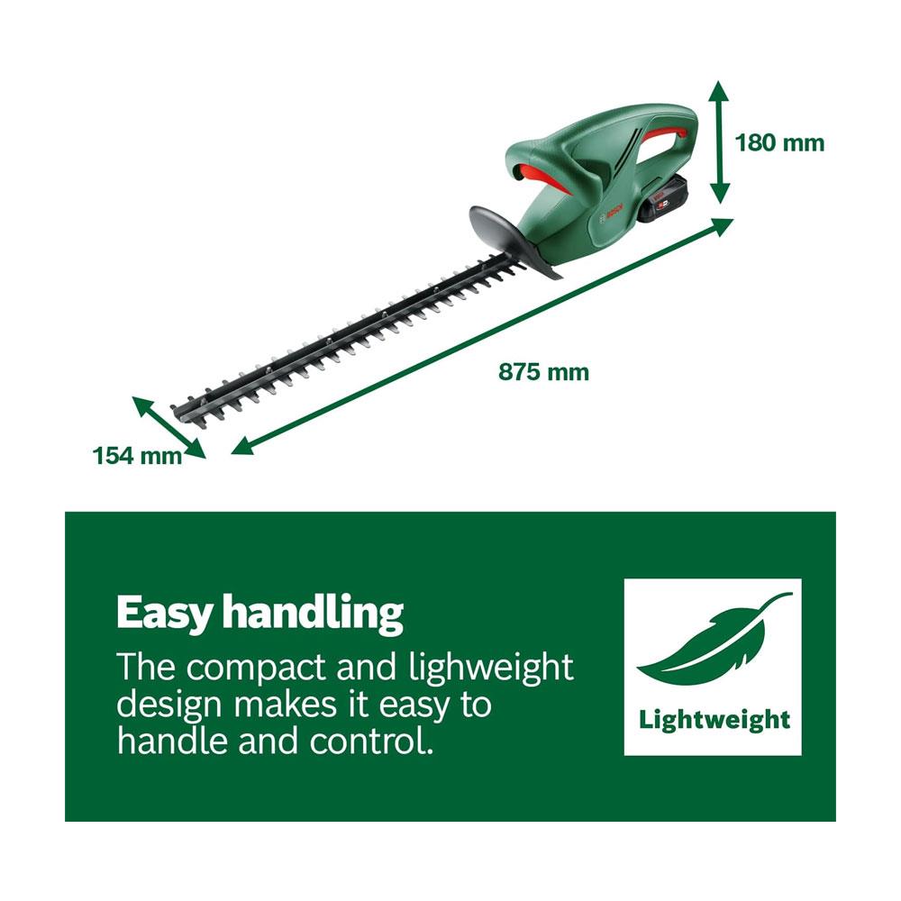 Bosch EasyHedgeCut 18V-44-11 Cordless Hedgecutter 1 x 2.0 Ah Battery AL 1810 CV Charger - Classic Green