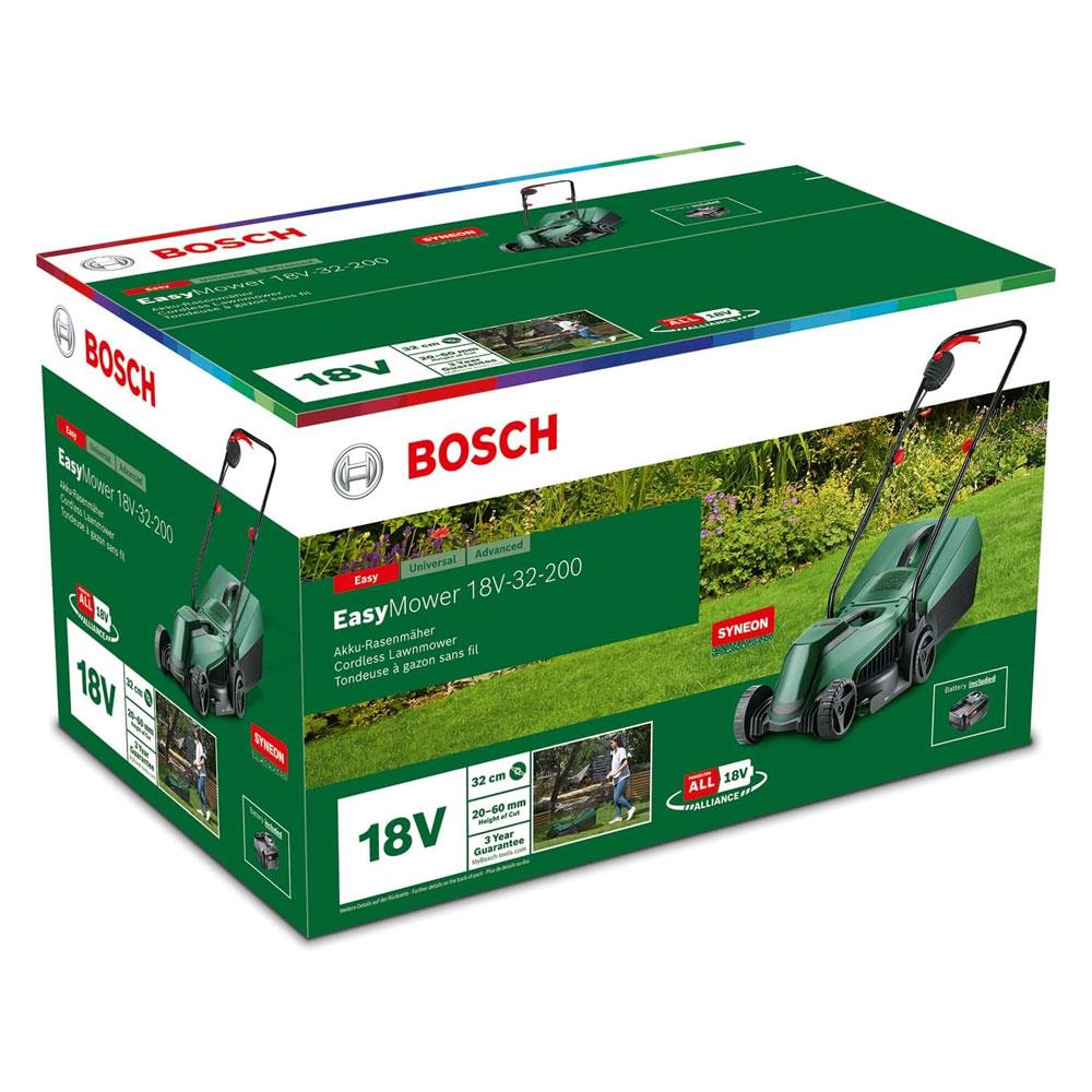 Bosch EasyMower 18V-32-200 Cordless Lawnmower 1 x 4.0 Ah Battery 4 Ah Charger - Green