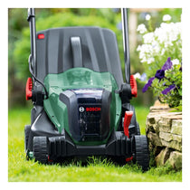 Bosch Universal Rotak 2x18V-37-550 Cordless Lawnmower 2 x 4.0 Ah Batteries & Charger - Green