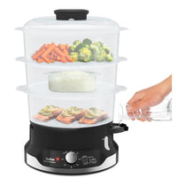Tefal Ultra Compact Steam Cooker 3 Bowl Food Steamer 800 W - Black