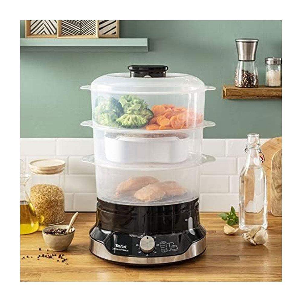 Tefal Ultra Compact Steam Cooker 3 Bowl Food Steamer 800 W - Black