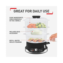 Tefal Ultra Compact Steam Cooker 3 Bowl Food Steamer 800 W - Black