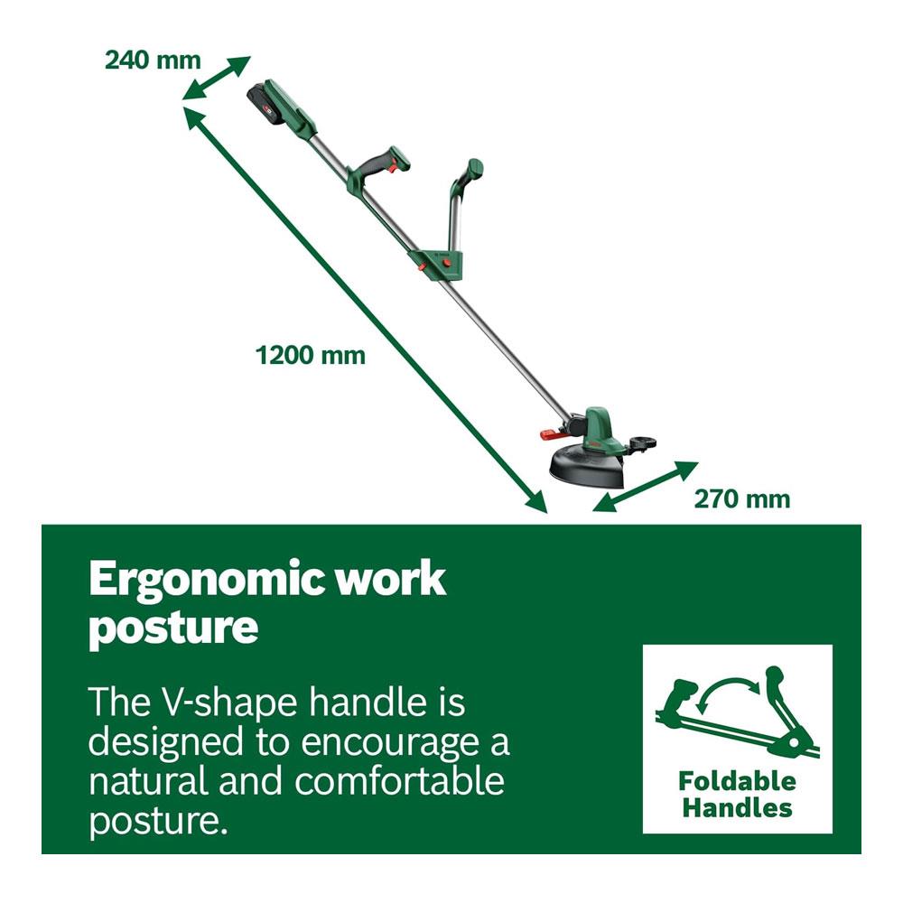 Bosch UniversalGrassCut 18V-26 Cordless Grass Trimmer Body Only - Classic Green Secondary image