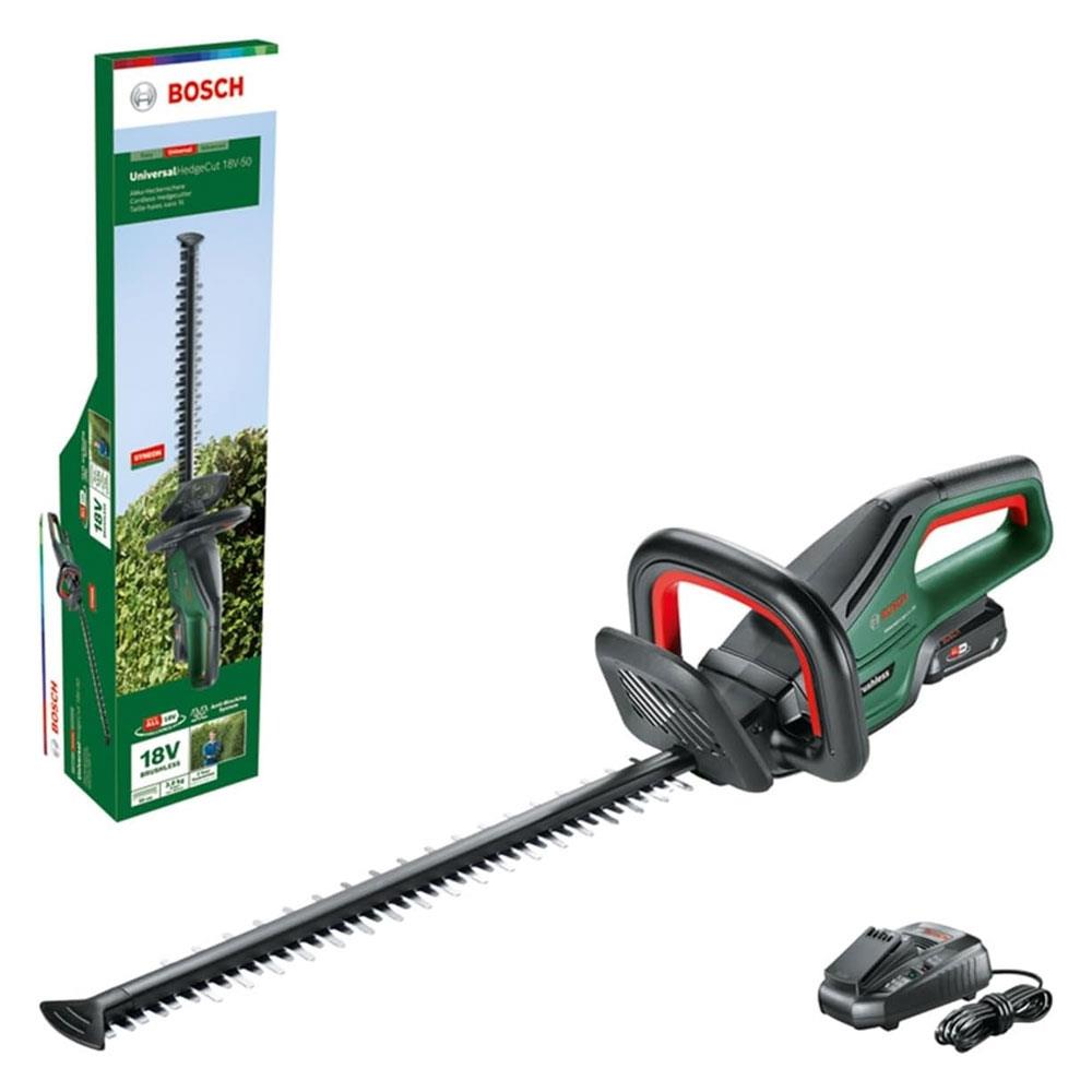 Bosch UniversalHedgeCut 18V-50 Cordless Hedgecutter 1 x 2.5 Ah Battery & AL 1830 CV Charger - Classic Green Main image