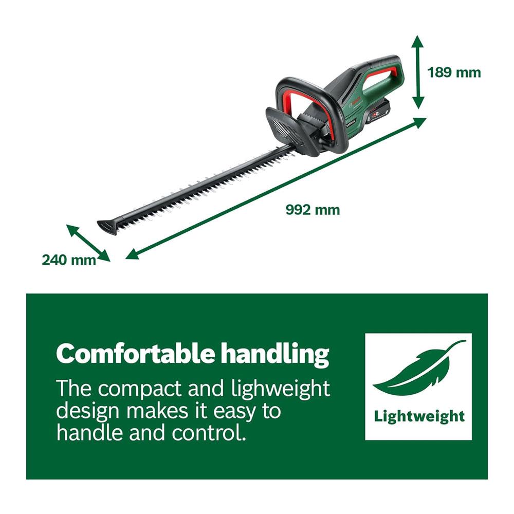 Bosch UniversalHedgeCut 18V-50 Cordless Hedgecutter 1 x 2.5 Ah Battery & AL 1830 CV Charger - Classic Green